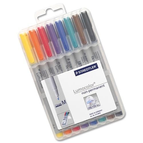 Staedtler Lumocolor Medium Tip Water Soluble Pen Wallet of 8