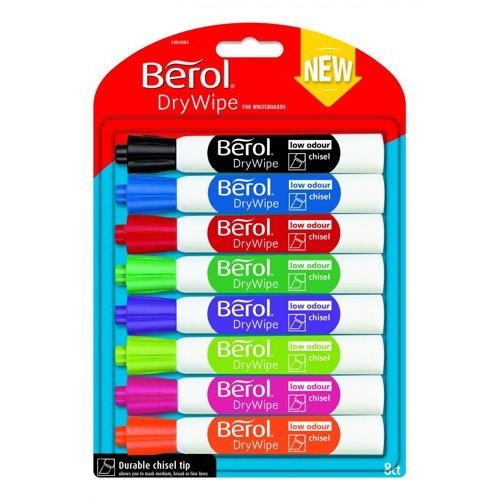 Berol Drywipe Marker Chisel Assorted Pack 8