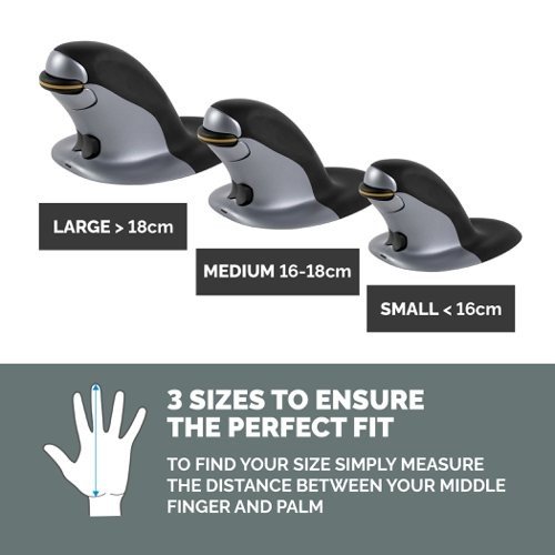 Fellowes Vertical Wireless Mouse Penguin Ambidextrous Vertical Mouse with Antibac Protection Medium