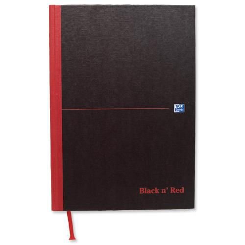 Black N Red Matt Casebound Hardback Notebook Plain 192P A4