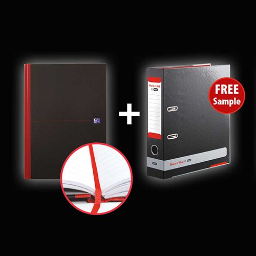 Black N Red Matt Casebound Hardback Notebook Ruled 192P A4