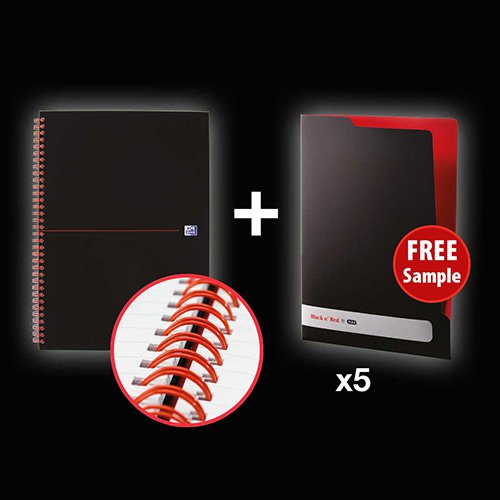 Black N Red Wirebound Notebook A4 Feint Ruled