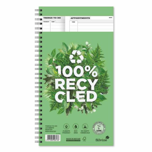 Silvine Climate Friendly Luxpad 100% Recycled Things To Do Book Wirebound 120 Sh 280X150Mm Message Pads NB5124