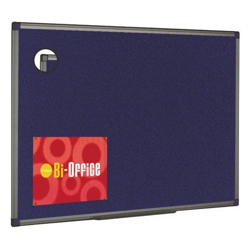 BiOffice Blue Felt Noticeboard 600x450 Alumium Frame