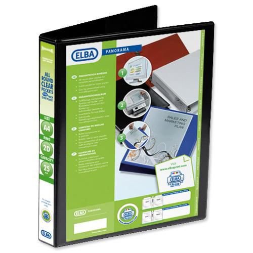 Elba Presentation Binder A4 PVC 25mm 2D Rings Black
