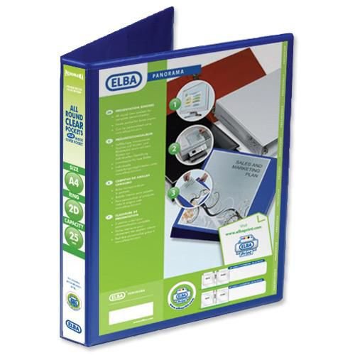 Elba Presentation Binder A4 PVC 25mm 2D Rings Blue