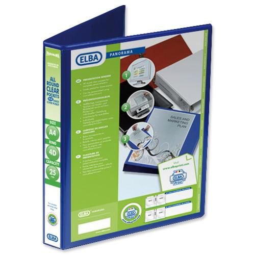 Elba Presentation Binder A4 PVC 25mm 4D Rings Blue