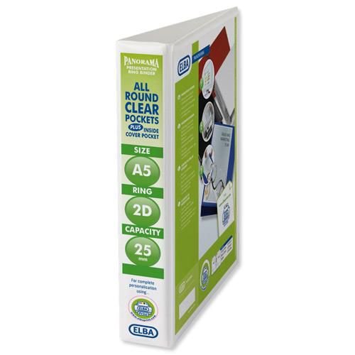 Elba Presentation Binder A5 PVC 25mm 2D Rings White