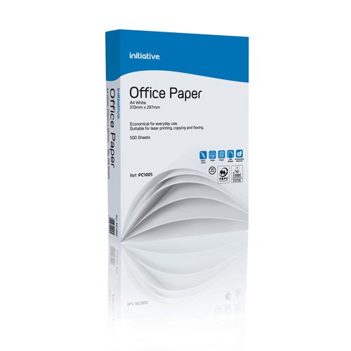 Initiative Office Paper A4 White PEFC Pack 500 Sheets Plain Paper PC1025