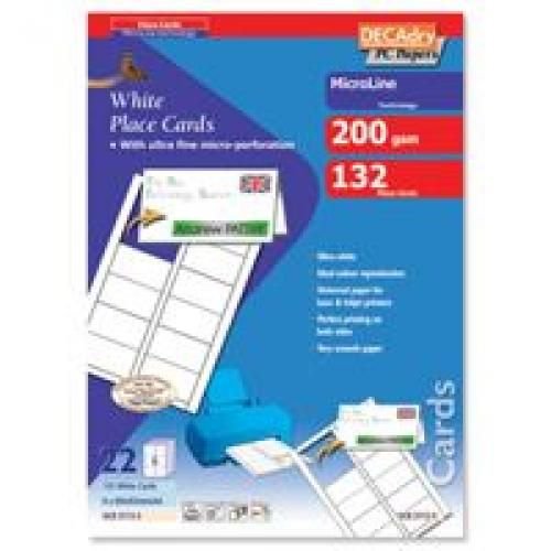 Decadry Place Cards for Folding 200gsm 2 per A4 Sheet 210x63.5mm Pack 44