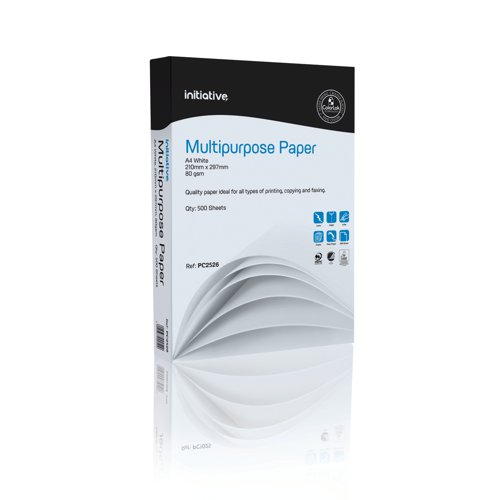 Initiative Multipurpose Office Paper A4 80gsm White PEFC with Colorlok Pack 500 Sheets