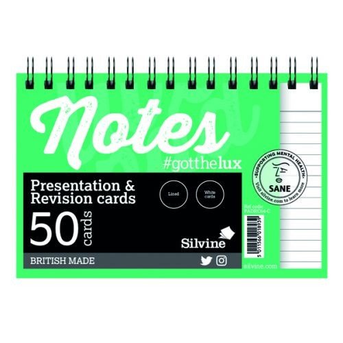 Silvine Revision Presentation And Note Cards Twinwire White Lined With Headline 6X4" 48 Cards