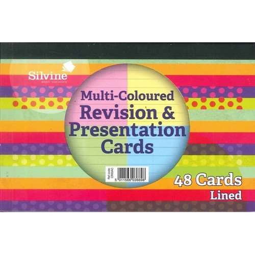 Silvine Revision Presentation And Note Cards Asst Colours Lined With Headline 6X4" 50 Cards