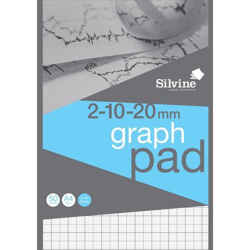 Silvine A4 Graph Pad 2:10:20: 50 Sheets 90gsm