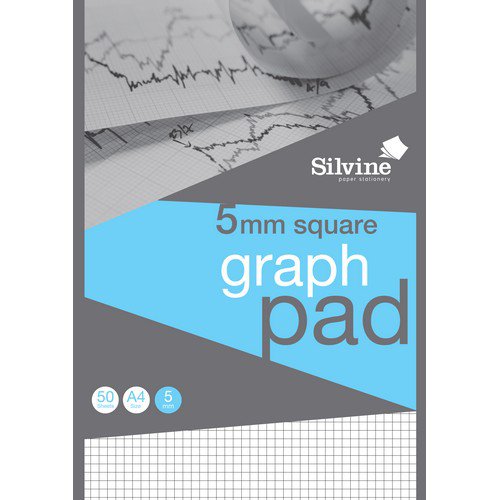Silvine A4 Graph Pad 5mm Squares 50 Sheets 90gsm