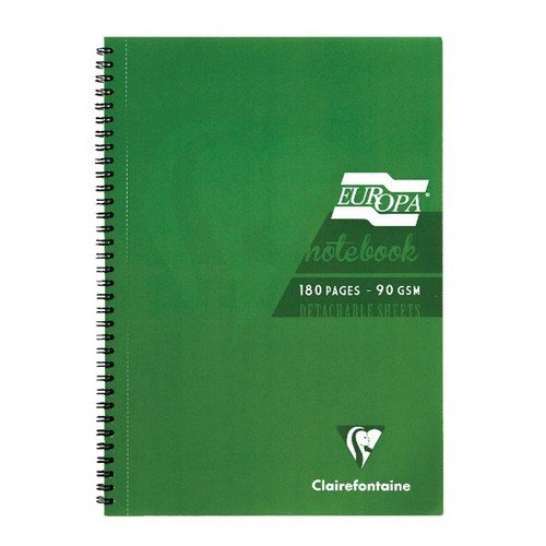 Europa Notebook A5 180 Pages 90gsm Green