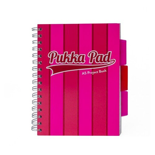 Vogue A5 Project Book Pink With Re-Positionable Colour Coded Dividers For Organisation