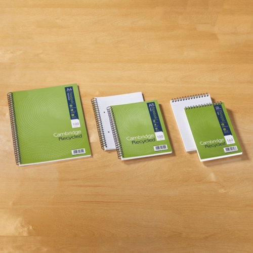 Cambridge Recycled Wirebound Card Cover Notebook 200 Pages A4+