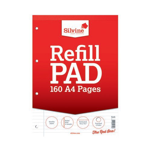Silvine Refill Pad Feint & Margin A4 75gsm 160 Pages