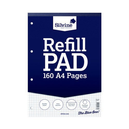 Silvine Refill Pad 5mm Square A4 75gsm 160 Pages