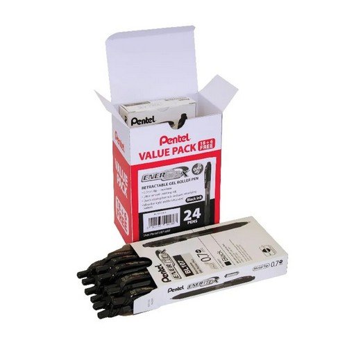 Pentel EnerGel X Gel Rollerball Pen Black Pk 24 BL107/24-A Value Pack 18 + 6 FOC