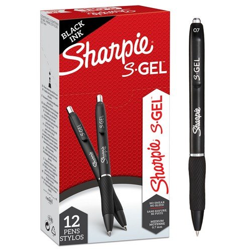 Sharpie 2136595 SGel Black 0.7mm point Pen Pack of 12
