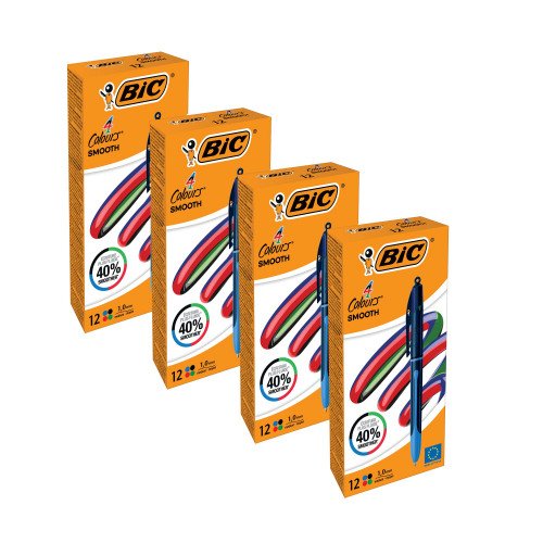 BIC 4 Colour Gel smoothast 12s 4 for 3