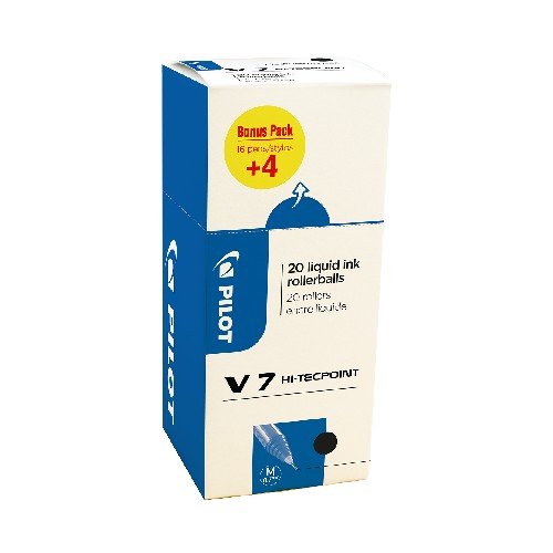 Pilot V7 Liquid Ink Rollerball Medium Value Pack Black 16+4