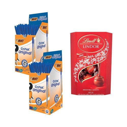 Bic Cristal Ballpoint Pen Medium Blue Pack 50 Buy 2 Get FOC Lindor