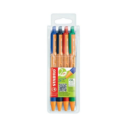 Stabilo Pointball Retractable Ball Pen Assorted (Pack of 4) 6030/4