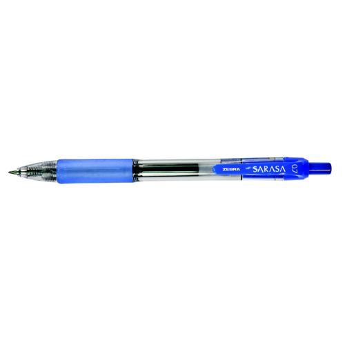 Zebra Sarasa Retractable Gel Ink Rollerball 0.7mm Tip Soft Cushioned Grip Refillable Blue Ink