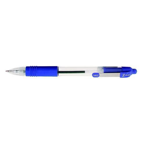 Zebra ZGrip Retractable Economic Ballpoint Pen Medium Tip Rubber Finger Grip Metal Clip Blue Ink Ballpoint & Rollerball Pens PE3142