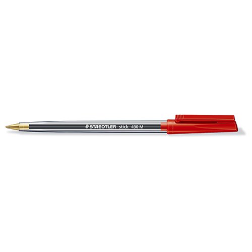 Staedtler 430 Stick Ball Point Pen Medium 1.0mm Tip 0.35mm Line Red