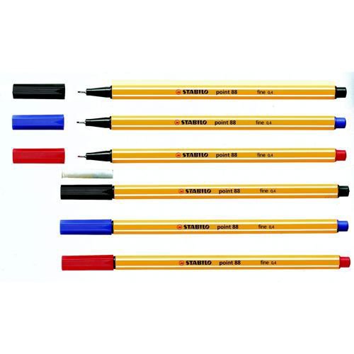 Stabilo Point 88 Fineliner Pen Waterbased 0.8mm Tip 0.4mm Line Black