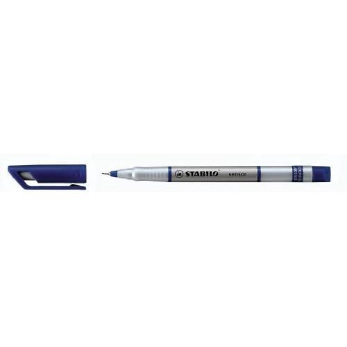Stabilo Sensor 189 Fineliner Pen WaterBased Ink 0.8 Tip 0.3mm Line Blue