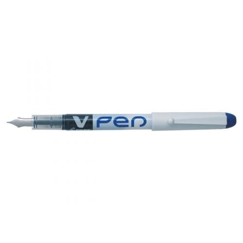 Pilot V4W Fountain Pen with Disposable Stainless Steel Nib White Barrel With Blue Ink