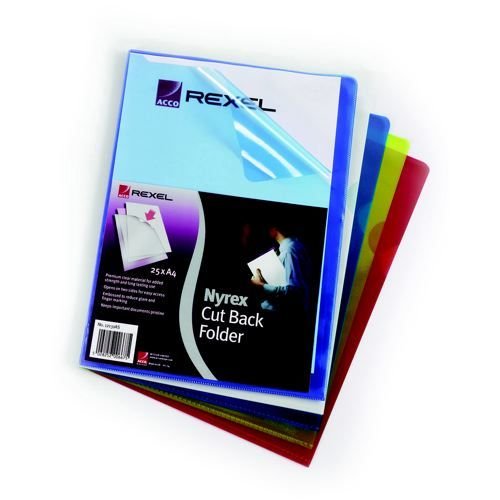 Rexel Nyrex PGF/A4 Cut Back Open 2 Side Plastic Folders A4 Clear