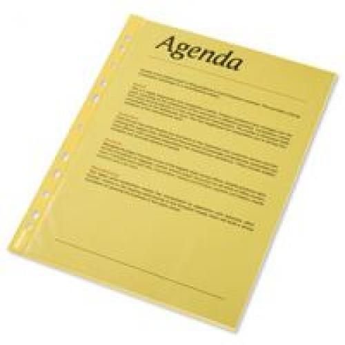 Esselte Quality Multipunched Pockets A4 Copy Safe Open Top Yellow Pack 10