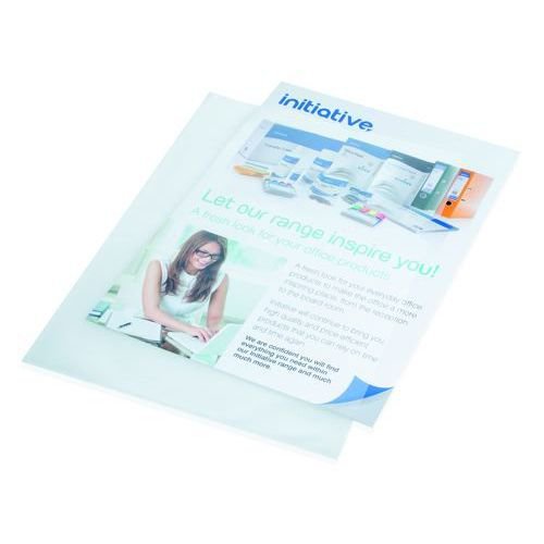 Initiative Plastic Folders A4 Clear Embossed Box 100