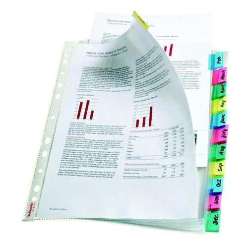 Esselte Index with 12 Tabbed Pockets A4 Polypropylene Glass Clear