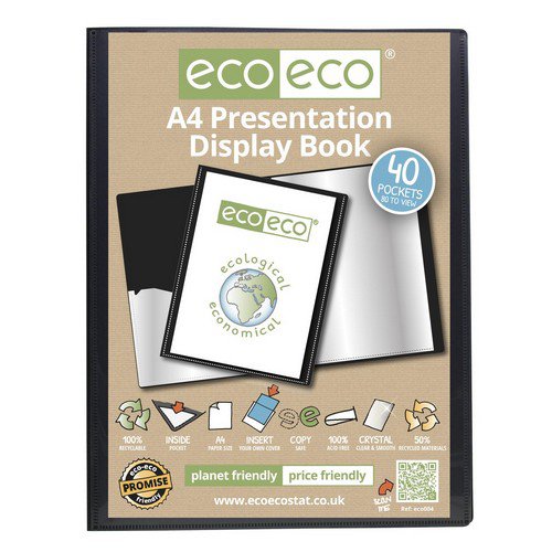 Eco A4 50% Recycled 40 Pocket Presentation Display Book