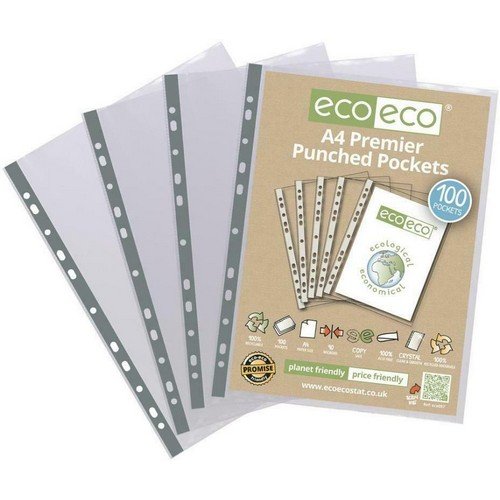 Eco A4 100% Recycled Bag 100 Multi Punched Pockets
