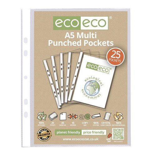 Eco A5 100% Recycled Bag 25 Multi Punched Pockets