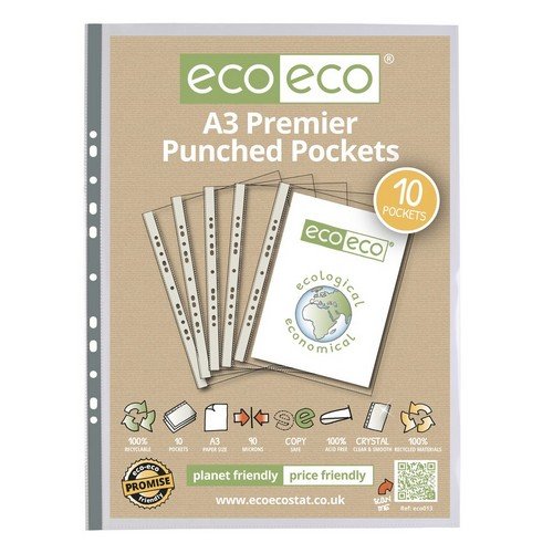 Eco A3 100% Recycled Bag 10 Premier Portrait Punched Pockets