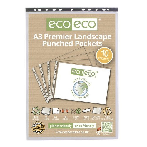 Eco A3 100% Recycled Bag 10 Premier Landscape Punched Pocket