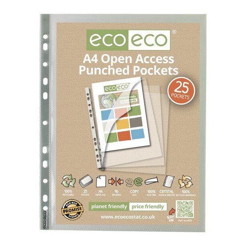 Eco A4 100% Recycled Bag 25 Premier Open Access Punched Pkt