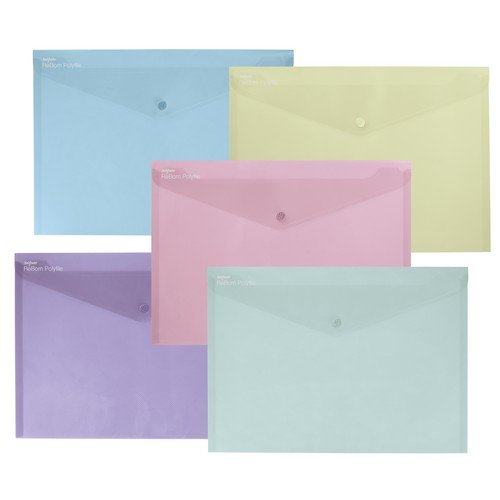 Snopake ReBorn [100% Recycled] A4 Polyfile â€“ Popper Wallet with PressStud Closure â€“ Pastel