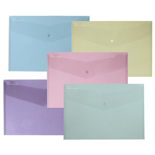 Snopake ReBorn [100% Recycled] Foolscap Polyfile â€“ Popper Wallet with Stud Closure â€“ Pastel