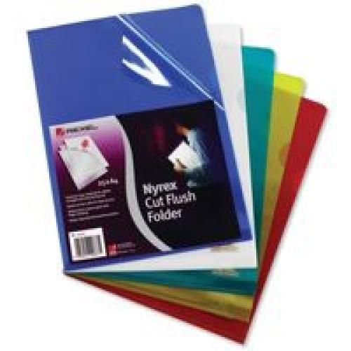 Rexel Nyrex PFC/A4 Cut Flush Open 2 Side Copy Safe Plastic Folders A4 Blue Pack 25