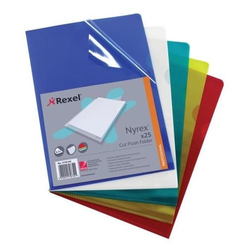 Rexel Nyrex Cutflush Fldr A4 PVC Astd 25s